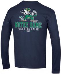 ノートルダム ファイティング アイリッシュ チャンピオン チームスタック 両面 長袖Tシャツ (紺)/ Notre Dame Fighting Irish