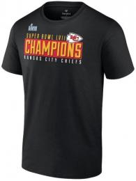カンザスシティ チーフス ファナティクスブランド 第57回スーパーボウル優勝記念 チャンピオンズ スコアボード 両面Tシャツ(黒) / Kansas City Chiefs