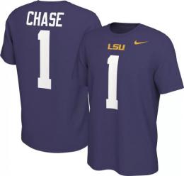 ジャマール・チェイス ルイジアナステイト タイガース ナイキ プレイヤー&ナンバー両面Tシャツ (紫)/ Ja'Marr Chase LSU Tigers