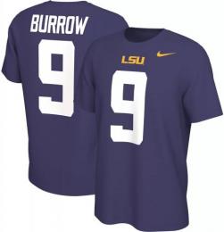 ジョー・バロウ ルイジアナステイト タイガース ナイキ プレイヤー&ナンバー両面Tシャツ (紫)/ Joe Burrow LSU Tigers