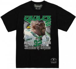 レジー ホワイト フィラデルフィア イーグルス ミッチェル&ネス 防衛大臣 実写 Tシャツ (黒)/ Reggie White Philadelphia Eagles