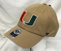 マイアミ ハリケーンズ '47BRAND ( フォーティーセブンブランド ) NCAA レガシー クリーンアップ スラウチ CAP (カーキ) / Miami Hurricanes