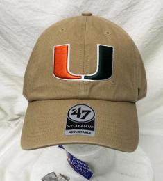 マイアミ ハリケーンズ '47BRAND ( フォーティーセブンブランド ) NCAA レガシー クリーンアップ スラウチ CAP (カーキ) / Miami Hurricanes