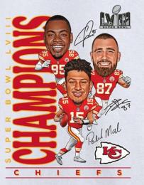 カンザスシティ チーフス 第58回スーパーボウル優勝記念 カリカチュアTシャツ(白) / Kansas City Chiefs