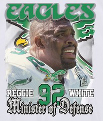 レジー ホワイト フィラデルフィア イーグルス ミッチェル&ネス 防衛大臣 実写 Tシャツ (白)/ Reggie White Philadelphia Eagles