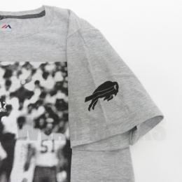 ジム・ケリー バッファロー ビルズ マジェスティック PRO FOOTBALL HALL OF FAME (殿堂入り) PICTORIAL HISTORY Tシャツ(グレー)/ Jim Kelly Buffalo Bills