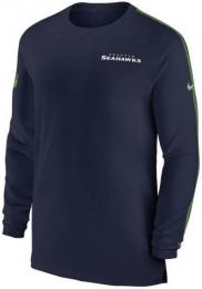 シアトル シーホークス ナイキ サイドライン コーチズ UVカット ドライフィット 長袖Tシャツ(紺)/ Seattle Seahawks